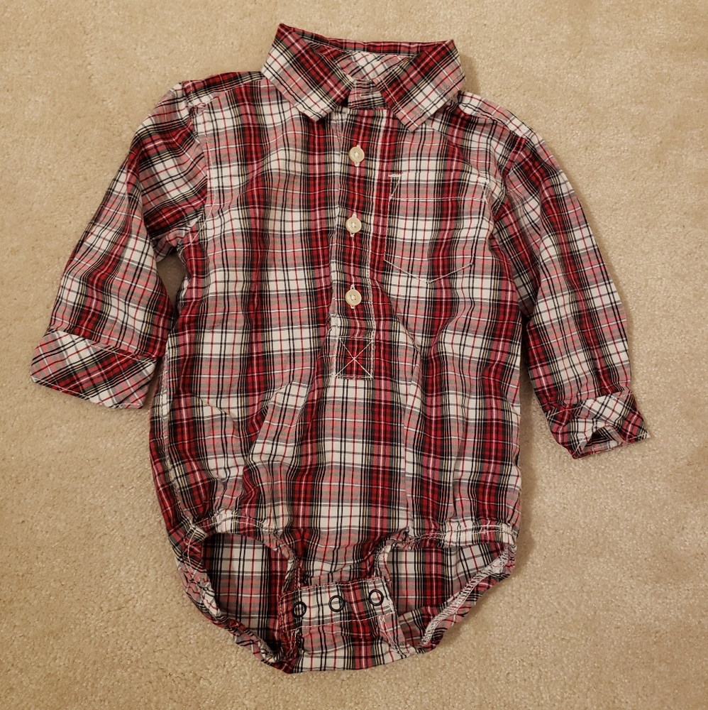 3/$15 OshKosh Plaid Onesie Dress Shirt 12 month